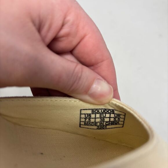 Soludos Shoes Women's 7.5 Espadrilles Tan Canvas Wedge Ankle Round Toe Sandals - Picture 9 of 11